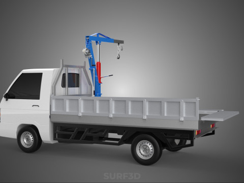 DROPSIDE FOLDING JIB CRANE HOIST HAND CRANK WINCH TRUCK PICKUP Model 3D