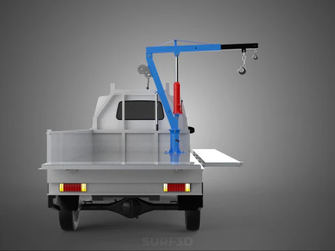 DROPSIDE FOLDING JIB CRANE HOIST HAND CRANK WINCH TRUCK PICKUP 3D Model