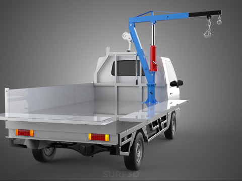 DROPSIDE FOLDING JIB CRANE HOIST HAND CRANK WINCH TRUCK PICKUP Model 3D