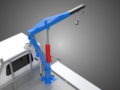DROPSIDE FOLDING JIB CRANE HOIST HAND CRANK WINCH TRUCK PICKUP Model 3D