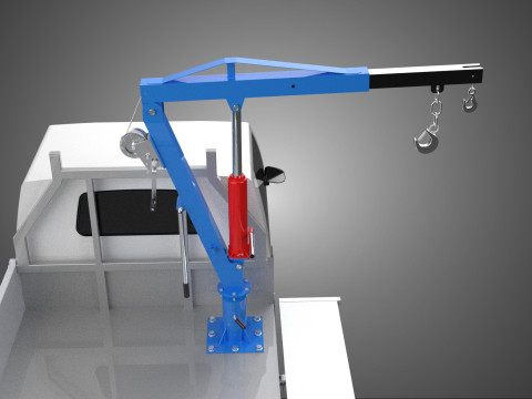 DROPSIDE FOLDING JIB CRANE HOIST HAND CRANK WINCH TRUCK PICKUP Model 3D