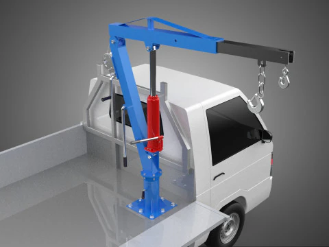 DROPSIDE FOLDING JIB CRANE HOIST HAND CRANK WINCH TRUCK PICKUP 3D Model