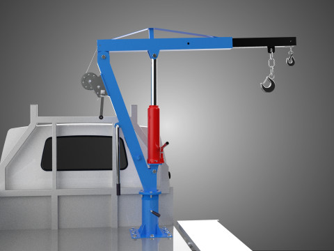 DROPSIDE FOLDING JIB CRANE HOIST HAND CRANK WINCH TRUCK PICKUP Model 3D