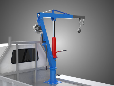 DROPSIDE FOLDING JIB CRANE HOIST HAND CRANK WINCH TRUCK PICKUP Model 3D