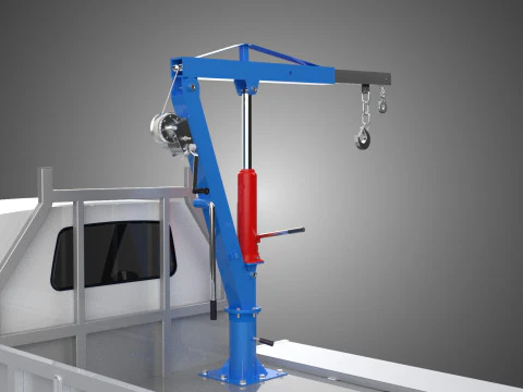 DROPSIDE FOLDING JIB CRANE HOIST HAND CRANK WINCH TRUCK PICKUP 3D Model