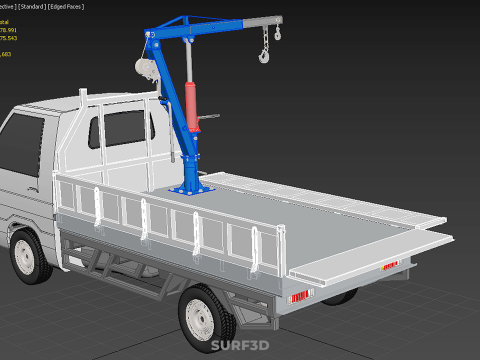 DROPSIDE FOLDING JIB CRANE HOIST HAND CRANK WINCH TRUCK PICKUP Model 3D