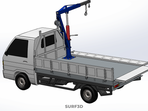 DROPSIDE FOLDING JIB CRANE HOIST HAND CRANK WINCH TRUCK PICKUP Model 3D