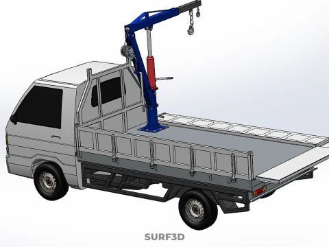 DROPSIDE FOLDING JIB CRANE HOIST HAND CRANK WINCH TRUCK PICKUP 3D Model