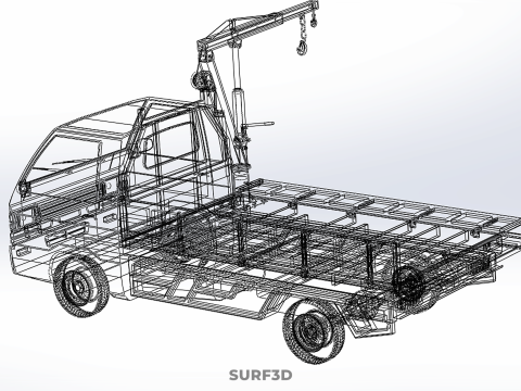 DROPSIDE FOLDING JIB CRANE HOIST HAND CRANK WINCH TRUCK PICKUP Model 3D
