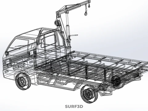 DROPSIDE FOLDING JIB CRANE HOIST HAND CRANK WINCH TRUCK PICKUP 3D Model