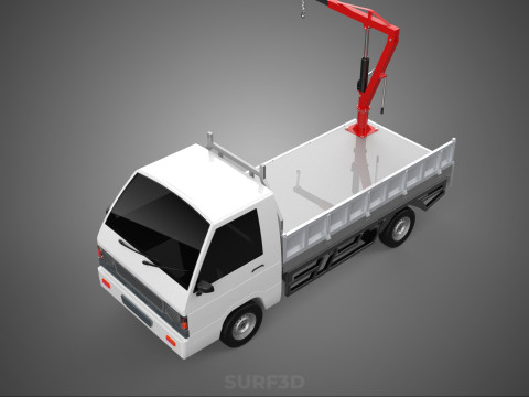 FOLDABLE MANUAL HYDRAULIC LIFTER JIB CRANE DROPSIDE PICKUP TRUCK 3D 모델