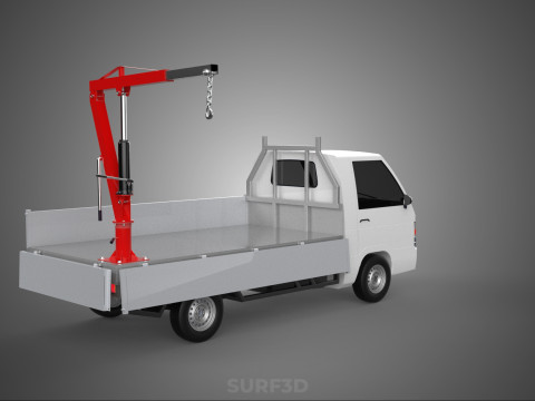 FOLDABLE MANUAL HYDRAULIC LIFTER JIB CRANE DROPSIDE PICKUP TRUCK 3D 모델