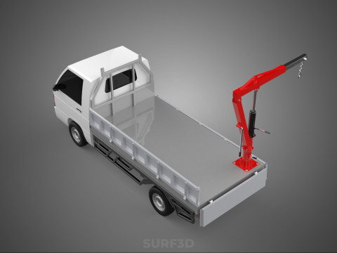 FOLDABLE MANUAL HYDRAULIC LIFTER JIB CRANE DROPSIDE PICKUP TRUCK 3D 모델