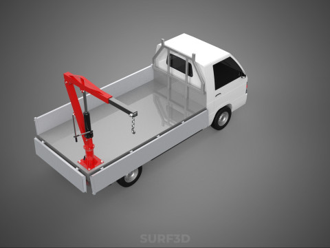 FOLDABLE MANUAL HYDRAULIC LIFTER JIB CRANE DROPSIDE PICKUP TRUCK 3D 모델