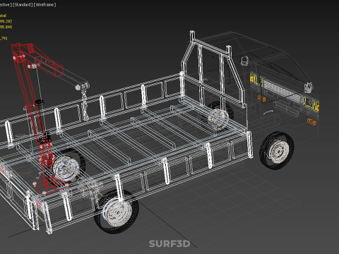 FOLDABLE MANUAL HYDRAULIC LIFTER JIB CRANE DROPSIDE PICKUP TRUCK 3D 모델