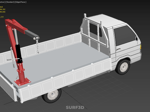 FOLDABLE MANUAL HYDRAULIC LIFTER JIB CRANE DROPSIDE PICKUP TRUCK 3D 모델