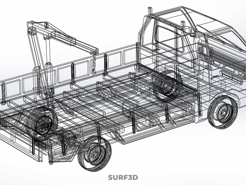 FOLDABLE MANUAL HYDRAULIC LIFTER JIB CRANE DROPSIDE PICKUP TRUCK 3D 모델