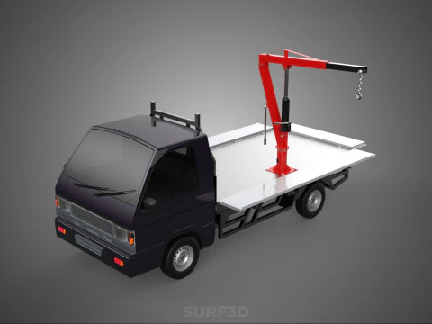 CAMINH&Atilde;O DE PICKUP DROPSIDE DO GUINDASTE DE JIB DO ELEVADOR HIDR&Aacute;ULICO DE 3 VIAS DE DECK LARGO Modelo 3D