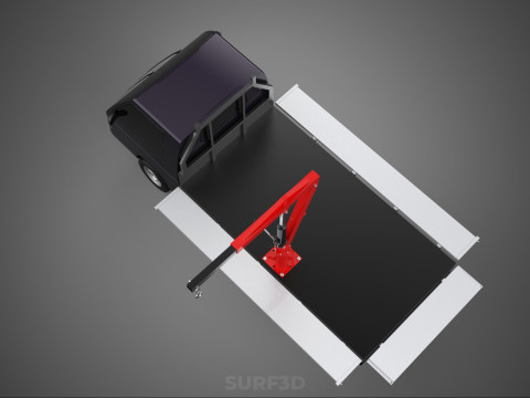 3 WAY WIDE DECK HYDRAULIC LIFTER JIB CRANE DROPSIDE PICKUP TRUCK Modello 3D