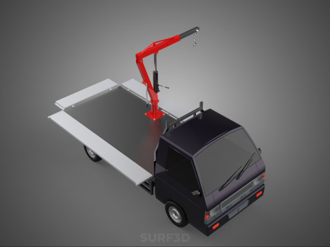 3 WAY WIDE DECK HYDRAULIC LIFTER JIB CRANE DROPSIDE PICKUP TRUCK Modello 3D