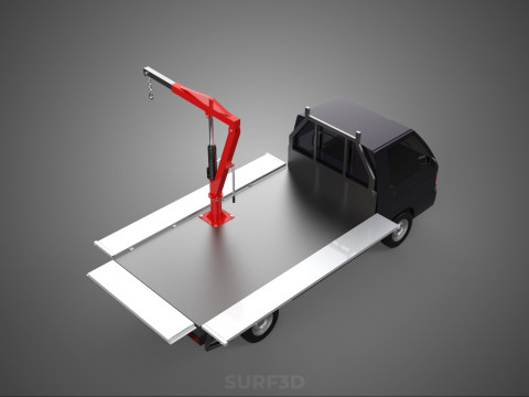 3 WAY WIDE DECK HYDRAULIC LIFTER JIB CRANE DROPSIDE PICKUP TRUCK Modello 3D
