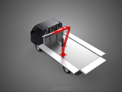 3 WAY WIDE DECK HYDRAULIC LIFTER JIB CRANE DROPSIDE PICKUP TRUCK Modello 3D