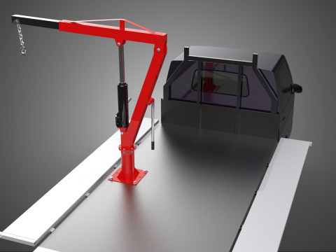 3 WAY WIDE DECK HYDRAULIC LIFTER JIB CRANE DROPSIDE PICKUP TRUCK Modello 3D