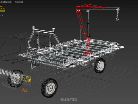 3 WAY WIDE DECK HYDRAULIC LIFTER JIB CRANE DROPSIDE PICKUP TRUCK 3D Model