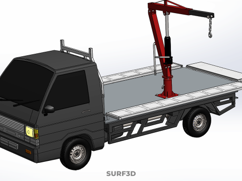 3 WAY WIDE DECK HYDRAULIC LIFTER JIB CRANE DROPSIDE PICKUP TRUCK Modello 3D