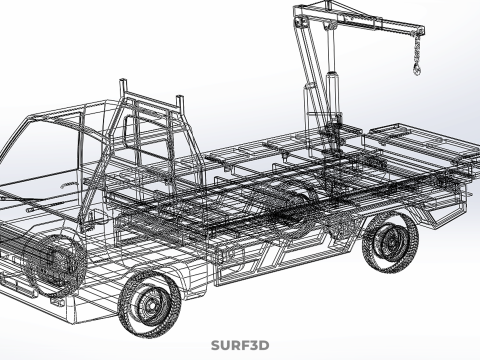 3 WAY WIDE DECK HYDRAULIC LIFTER JIB CRANE DROPSIDE PICKUP TRUCK Modello 3D