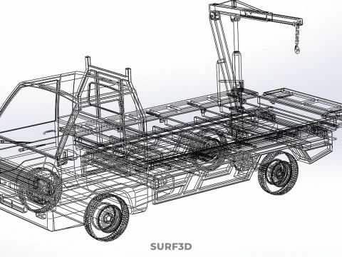 3 WAY WIDE DECK HYDRAULIC LIFTER JIB CRANE DROPSIDE PICKUP TRUCK 3D Model