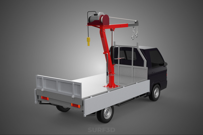 DROPSIDE JIB CRANE LIFT HOIST WINCH MOTOR BED GATE PICKUP TRUCK 3D Model .c4d .max .obj .3ds .fbx .stl .blend 