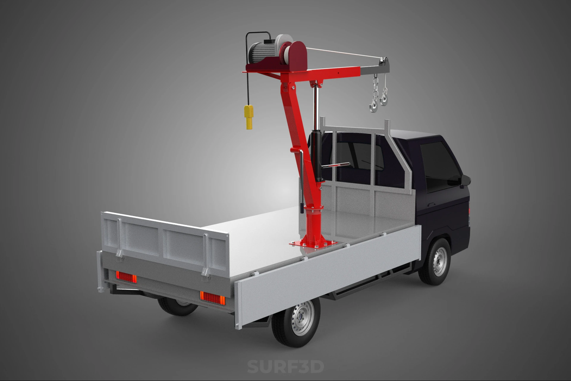 CASSONE GRU A BANDIERA SOLLEVAMENTO PARANCO VERRICELLO MOTORE LETTO CANCELLO PICKUP TRUCK Modello 3D .c4d .max .obj .3ds .fbx .stl .blend 