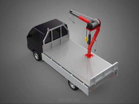 CASSONE GRU A BANDIERA SOLLEVAMENTO PARANCO VERRICELLO MOTORE LETTO CANCELLO PICKUP TRUCK Modello 3D
