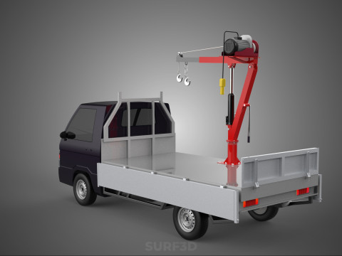 DROPSIDE JIB CRANE LIFT HOIST WINCH MOTOR BED GATE PICKUP TRUCK 3D Model