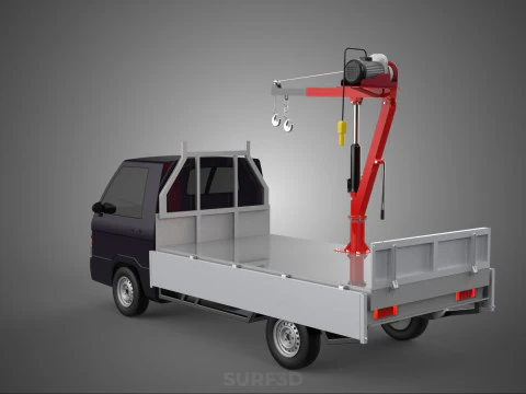 CASSONE GRU A BANDIERA SOLLEVAMENTO PARANCO VERRICELLO MOTORE LETTO CANCELLO PICKUP TRUCK Modello 3D