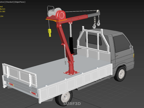 DROPSIDE JIB CRANE LIFT HOIST WINCH MOTOR BED GATE PICKUP TRUCK 3D Model