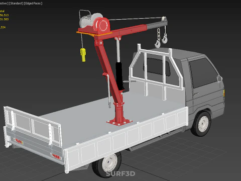 CASSONE GRU A BANDIERA SOLLEVAMENTO PARANCO VERRICELLO MOTORE LETTO CANCELLO PICKUP TRUCK Modello 3D