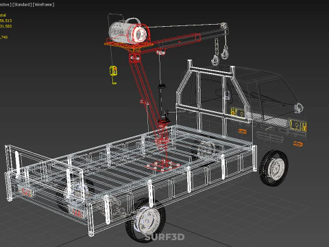CASSONE GRU A BANDIERA SOLLEVAMENTO PARANCO VERRICELLO MOTORE LETTO CANCELLO PICKUP TRUCK Modello 3D