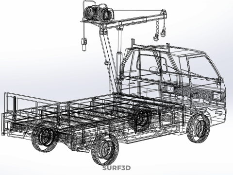 DROPSIDE JIB CRANE LIFT HOIST WINCH MOTOR BED GATE PICKUP TRUCK 3D Model