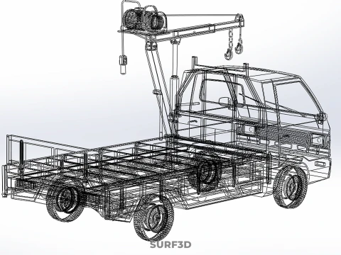 CASSONE GRU A BANDIERA SOLLEVAMENTO PARANCO VERRICELLO MOTORE LETTO CANCELLO PICKUP TRUCK Modello 3D