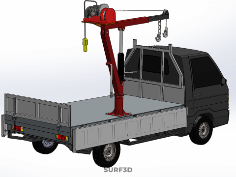 DROPSIDE JIB CRANE LIFT HOIST WINCH MOTOR BED GATE PICKUP TRUCK 3D Model