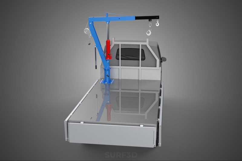 WIDE DECK JIB CRANE LIFT HOIST MANUAL WINCH HOOK TRUCK PICKUP 3D Model .c4d .max .obj .3ds .fbx .stl .blend