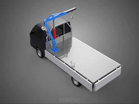 WIDE DECK JIB CRANE LIFT HOIST MANUAL WINCH HOOK TRUCK PICKUP 3D Model