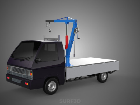 WIDE DECK JIB CRANE LIFT HOIST MANUAL WINCH HOOK TRUCK PICKUP 3D Model