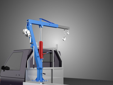 WIDE DECK JIB CRANE LIFT HOIST MANUAL WINCH HOOK TRUCK PICKUP 3D Model