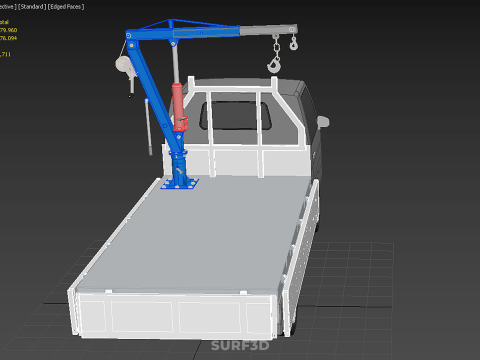 WIDE DECK JIB CRANE LIFT HOIST MANUAL WINCH HOOK TRUCK PICKUP 3D Model