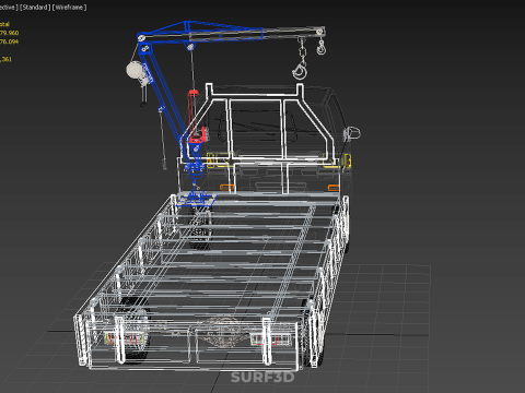 WIDE DECK JIB CRANE LIFT HOIST MANUAL WINCH HOOK TRUCK PICKUP 3D Model