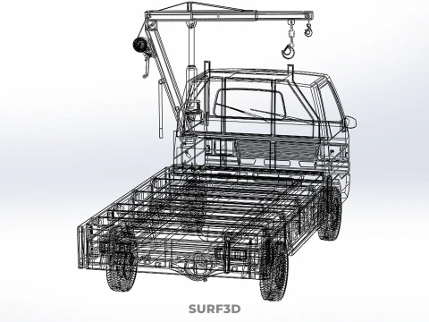 WIDE DECK JIB CRANE LIFT HOIST MANUAL WINCH HOOK TRUCK PICKUP 3D Model