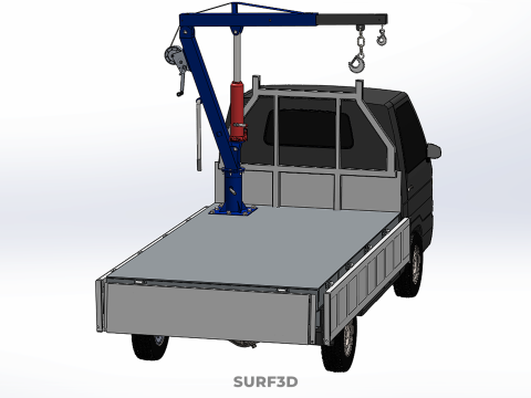 WIDE DECK JIB CRANE LIFT HOIST MANUAL WINCH HOOK TRUCK PICKUP 3D Model